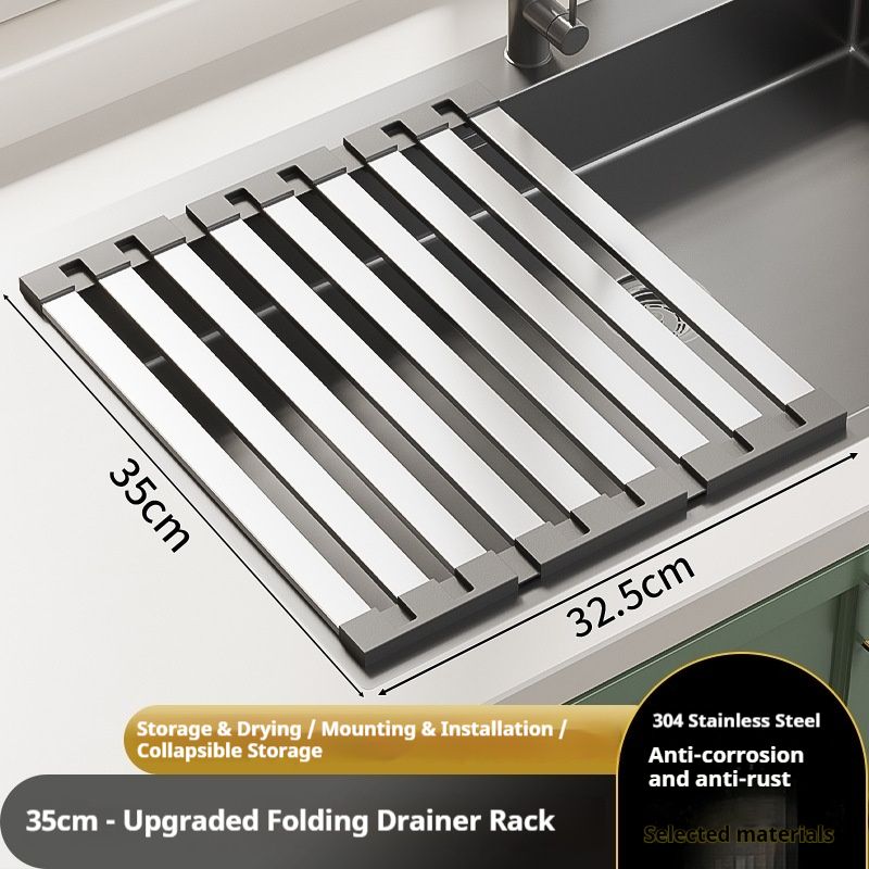 304 Stainless Steel Sink Dish Rack – Foldable, Expandable Drainer Basket For Dishes, Cups & Utensils (Space-Saving,_maomaolike.com