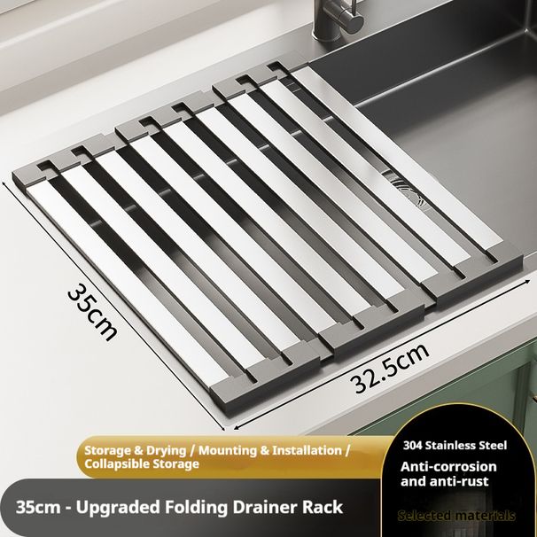 304 Stainless Steel Sink Dish Rack – Foldable, Expandable Drainer Basket For Dishes, Cups & Utensils (Space-Saving,_maomaolike.com