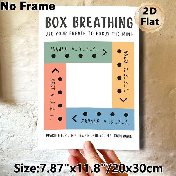 Box Breathing Painting Poster, Soft-colored Instructional Chart Poster, Guides Structured Breathwork To Calm Mind And Boost Focus, Suitable For Home_maomaolike.com