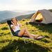 Folding Chaise Lounge Chair, Portable Tanning Chair With Adjustable Backrest, Pillow For Beach Poolside Patio_maomaolike.com