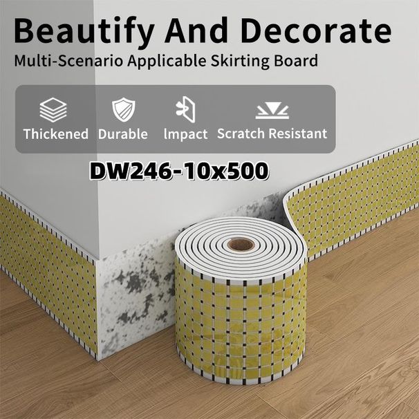 10x500CM Upgrade Your Home Instantly Peel & Stick Skirting Board Waterproof Self Adhesive Wall Floor Edge Trim Decor_maomaolike.com