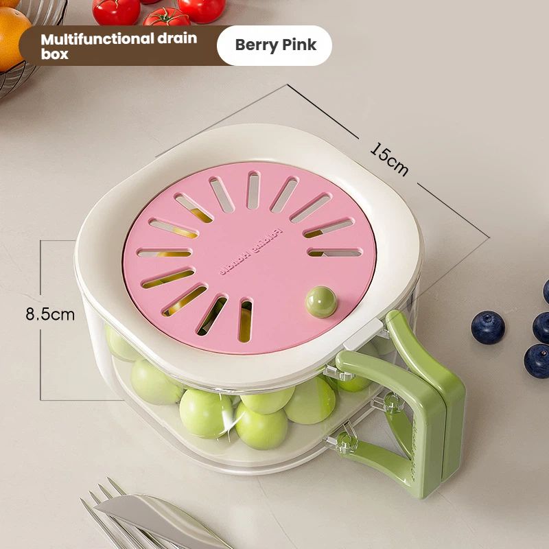 VANFOLA Retractable 2-in-1 Drain Basket With Lid, Household Thickened Washing Basket, Cute Fruit Strainer & Dehydration Colander_maomaolike.com