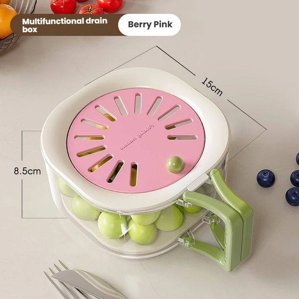 VANFOLA Retractable 2-in-1 Drain Basket With Lid, Household Thickened Washing Basket, Cute Fruit Strainer & Dehydration Colander_maomaolike.com