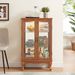 2 Doors Curio Cabinet With Tempered Glass Doors, Curio Cabinets With Mirrored Back Panel And Adjustable Shelves, Lighted Display Cabinet For Home, Office Light Bulb Included Cherry_maomaolike.com