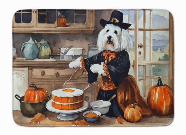 Coton De Tulear Fall Kitchen Pumpkins Memory Foam Kitchen Mat Machine Washable Anti-Fatigue Mat Cushion Comfort Bath Mat Or Kitchen Rug_maomaolike.com