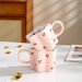 Ceramic Mugs Cartoon Cherry Print Irregular Flower Shapes Coffee Mug Children's Milk Cups Birthday Present for Girls_maomaolike.com