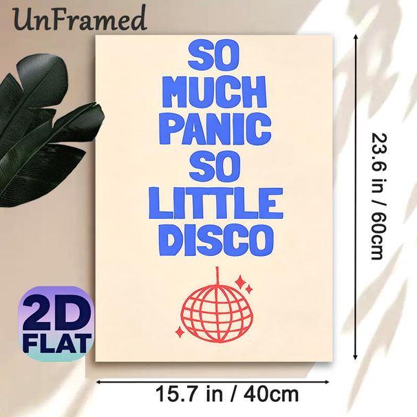 Disco Themed Slogan Painting Poster, Minimalist Blue Typography & Red Disco Ball Poster, Playful Retro Wall Decor Ideal For Living Room, Entertainment_maomaolike.com