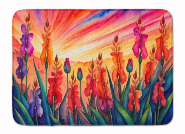 Gladiolus In Color Memory Foam Kitchen Mat Machine Washable Anti-Fatigue Mat Cushion Comfort Bath Mat Or Kitchen Rug_maomaolike.com