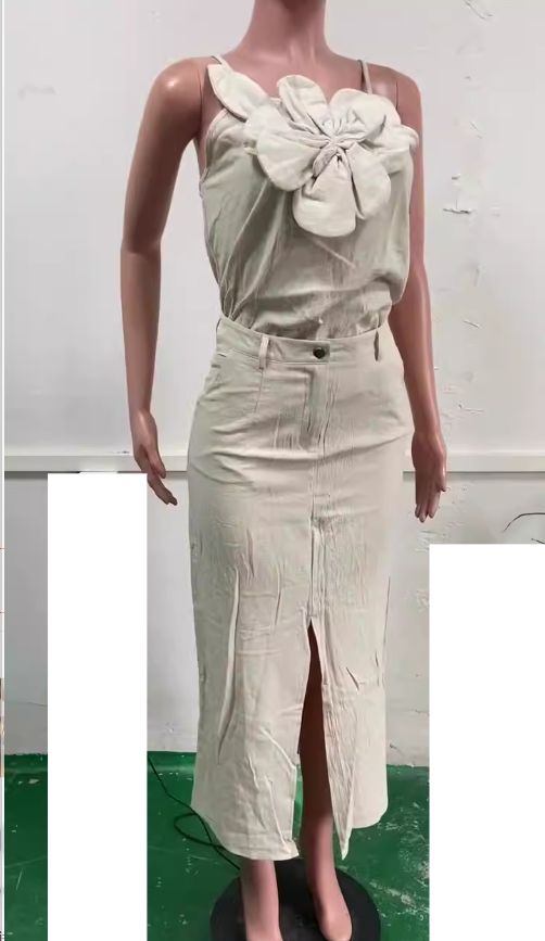 Holiday Daily Women's Streetwear Solid Color Linen Cotton Skirt Sets Skirt Sets_maomaolike.com