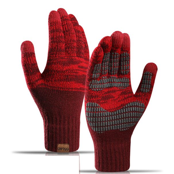 Knitted gloves Large size men's Autumn/Winter fleece offset touch screen Saver warm gloves_maomaolike.com