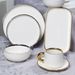 Nordic Gold-Trimmed 32-Piece Ceramic Dinnerware – Striped Bowls, Plates Cups | Elegant Coffee Dessert Dish Set For_maomaolike.com