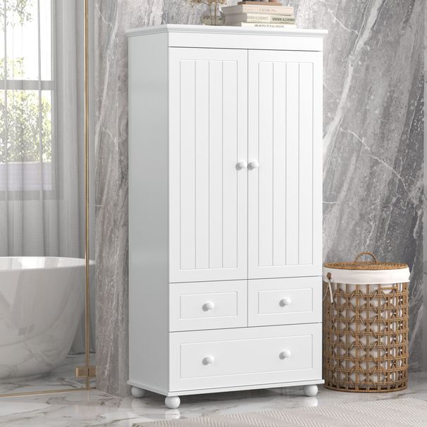 Tall Storage Cabinet With Three Drawers For Bathroom/Office_maomaolike.com