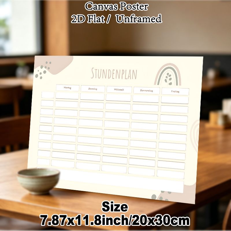 German Weekly Class Schedule Painting Poster, Soft-toned Minimalist Boho Style Poster, Functional Planner With Note Section To Organize Daily Classes_maomaolike.com