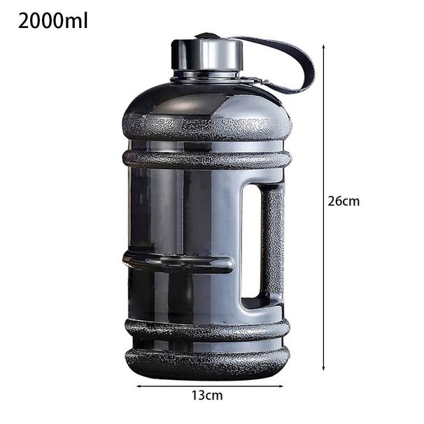 Training Sports Workout Drink 2L PETG Large Capacity Water Shaker With Handle Outdoor Gym Gallon Bottle_maomaolike.com