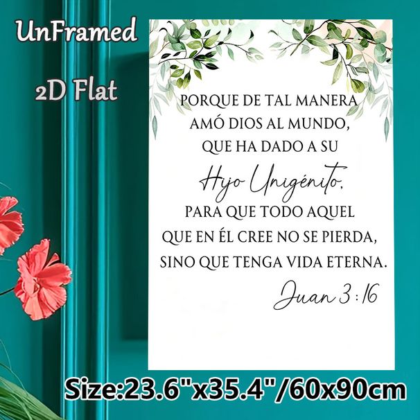 Spanish Juan 3:16 Bible Verse Painting Poster, Soft Watercolor Greenery Accent Poster, Calming Spiritual Decor Suitable For Home, Prayer Room_maomaolike.com