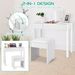 Vanity Makeup Dressing Table Set With Flip Top Mirror And Cushioned Stool-White_maomaolike.com