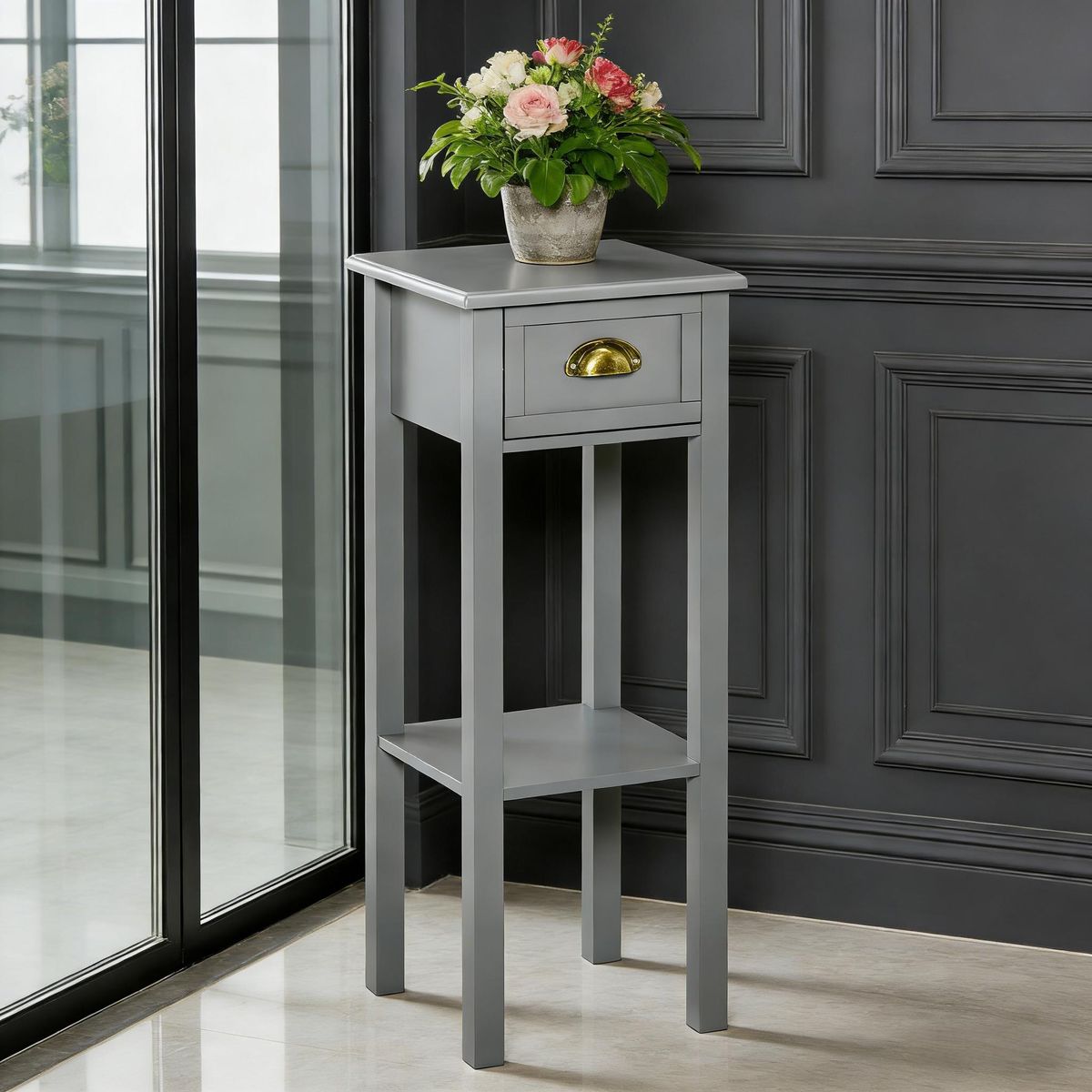 2-Tier Side Table With Drawer Shelf, End Table_maomaolike.com