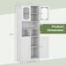 58.5 Inch Freestanding Linen Bathroom Storage Cabinet With Frost Glass Doors_maomaolike.com
