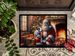 English Bull Terrier And Santa Claus Doormat Front Door Mat Indoor Outdoor Rugs For Entryway, Non Slip Washable Low Pile, 24H X 36W_maomaolike.com