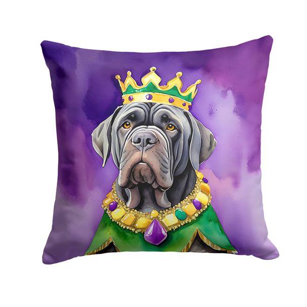 Neapolitan Mastiff King Of Mardi Gras Throw Pillow Machine Washable, Indoor Outdoor Decorative Pillow For Couch, Bed Or Patio, 14Hx14W_maomaolike.com