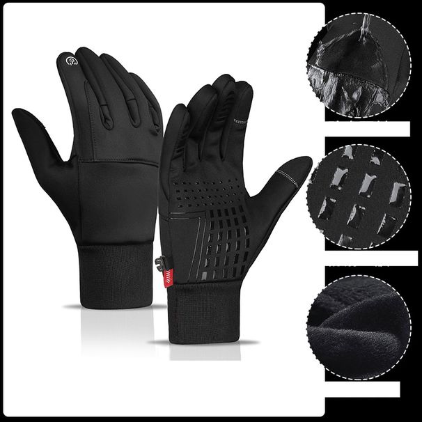 Outdoor waterproof gloves autumn and winter touch screen men's windproof warm cycling zipper sports plus velvet mountaineering skiing gloves_maomaolike.com