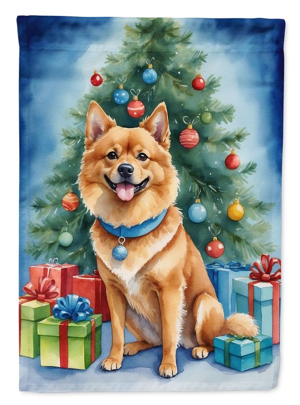 Finnish Spitz Christmas Reindeer House Flag Large Porch Sleeve Pole Decorative Outside Yard Banner Artwork Wall Hanging, Polyester, House Size, Multicolor_maomaolike.com