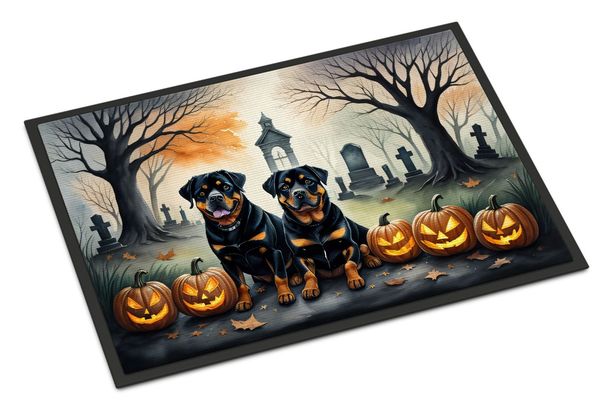 Rottweiler Spooky Halloween Doormat Front Door Mat Indoor Outdoor Rugs For Entryway, Non Slip Washable Low Pile, 24H X 36W_maomaolike.com
