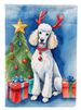 White Standard Poodle Christmas Reindeer House Flag Large Porch Sleeve Pole Decorative Outside Yard Banner Artwork Wall Hanging, Polyester, House Size, Multicolor_maomaolike.com