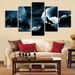 greenhome 5Pcs/Set Full Moon Forest Wolf Frameless Wall Painting Picture Living Room Decor_maomaolike.com