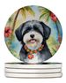 Havanese Luau Large Sandstone Coasters Pack Of 4 Absorbent Round Coasters Decor Gifts For Men Or Women, 4 In, Multicolor_maomaolike.com