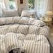Wholesale INS Japanese Style Triangle Needle Stripe Pure Full Cotton Shell Edge Thickened Warm Brushed Four-Piece Set_maomaolike.com
