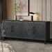 Carved Flower Door Large Storage Cabinet With Metal Handle Suitable For Living Room, Kitchen, Entryway BLACK_maomaolike.com