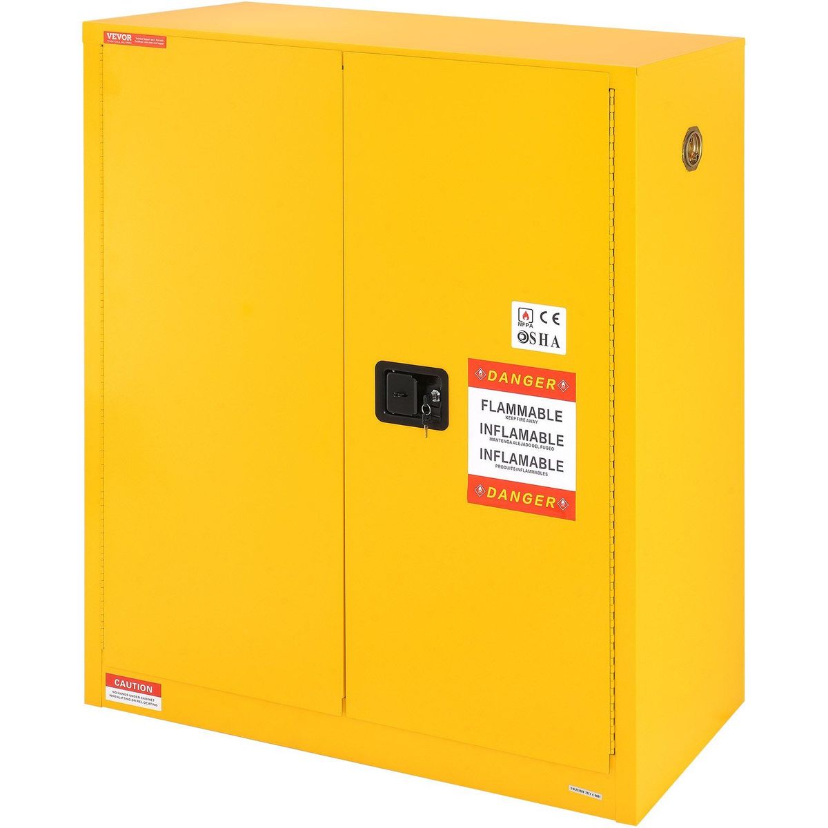 VEVOR Flammable Storage Cabinet 30 Gal, 43.1x18.1x50.1 Inch Cold-Rolled Steel Flammable Liquid Storage Cabinet Explosion Proof With 1 Adjustable Shelf 2 Manual Closing Doors For Industrial Use, Yellow_maomaolike.com