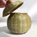 Tea Egg Storage Organizer Snack With Lid Basket Green Woven Bamboo Canister_maomaolike.com