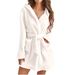 Luxurious Fluffy Hooded Home Pajamas Solid Color Warm Bathrobe_maomaolike.com