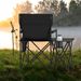 Oversized Camping Chair With Side Table And 2 Storage Pockets PU Coated Oxford Cloth For Camping, RV Trip Or Family Travel_maomaolike.com