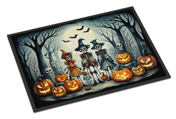 Calacas Skeletons Spooky Halloween Doormat Front Door Mat Indoor Outdoor Rugs For Entryway, Non Slip Washable Low Pile, 24H X 36W_maomaolike.com