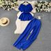 Women's Clothing retro fashion round neck short sleeved tie waist top two piece suit women's casual loose high waist wide leg trousers_maomaolike.com