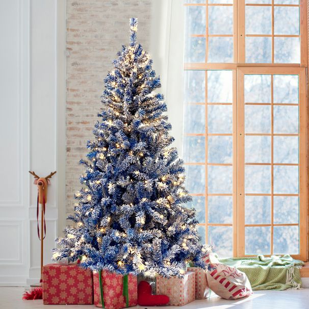 6FT Pre-Lit Hinged Artificial Fir ChristmasTree, Xmas Tree Snow Flocked Artificial Holiday Christmas Tree W/750 Branch Tips X-mas_maomaolike.com