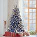 6FT Pre-Lit Hinged Artificial Fir ChristmasTree, Xmas Tree Snow Flocked Artificial Holiday Christmas Tree W/750 Branch Tips X-mas_maomaolike.com
