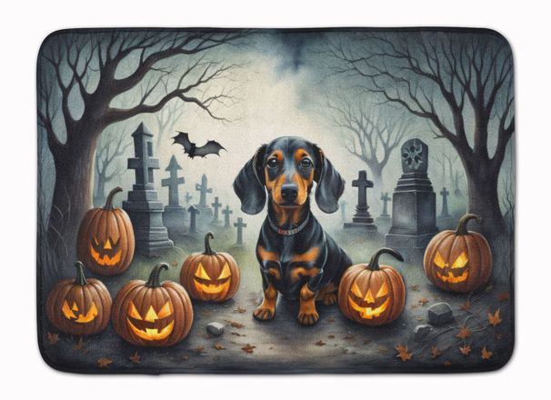 Dachshund Spooky Halloween Memory Foam Kitchen Mat Machine Washable Anti-Fatigue Mat Cushion Comfort Bath Mat Or Kitchen Rug_maomaolike.com