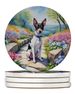 Rat Terrier Spring Path Large Sandstone Coasters Pack Of 4 Absorbent Round Coasters Decor Gifts For Men Or Women, 4 In, Multicolor_maomaolike.com