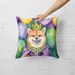 Shiba Inu King Of Mardi Gras Throw Pillow Machine Washable, Indoor Outdoor Decorative Pillow For Couch, Bed Or Patio, 18Hx18W_maomaolike.com