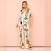 Women's clothing satin printed temperament short-sleeved shirt + trousers two-piece set_maomaolike.com