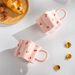 Ceramic Mugs Cartoon Cherry Print Irregular Flower Shapes Coffee Mug Children's Milk Cups Birthday Present for Girls_maomaolike.com
