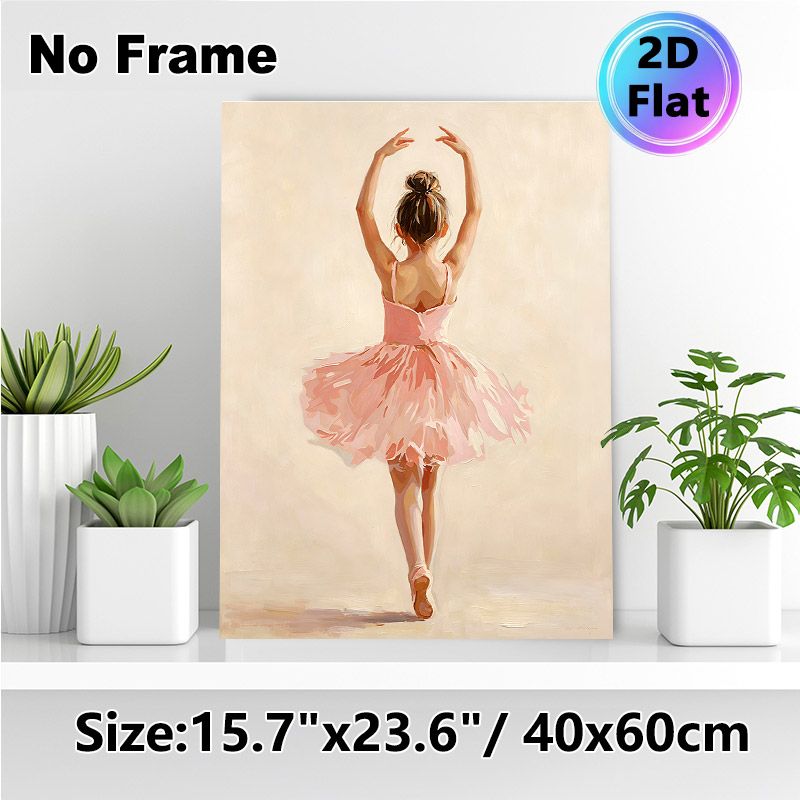 Ballerina Themed Painting Poster, Soft-toned Impressionist-style Poster, Graceful Ballerina In Pink Tutu Design, Elegant Wall Decor For Bedroom, Dance_maomaolike.com