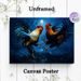 Rooster Fighting Painting Poster, Bold Impasto-style Confronting Roosters Under Moonlight Poster, Striking Artistic Decor Suitable For Living Room_maomaolike.com