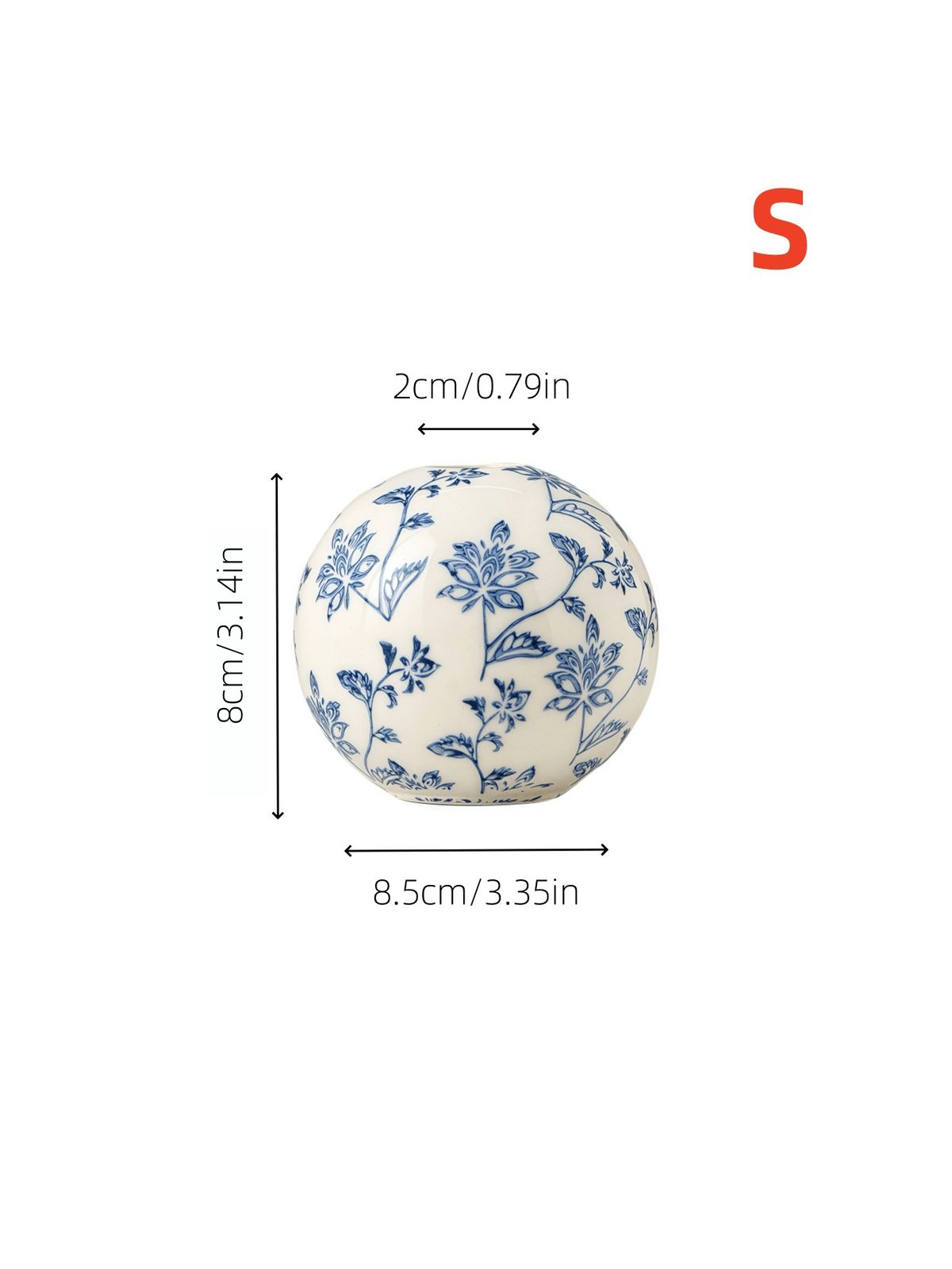 1pc Chinese Style Blue And White Porcelain Design Round Ball Ceramic Vase Is Suitable For Classical Style Scene Ornaments Flower Arrangement Vase_maomaolike.com