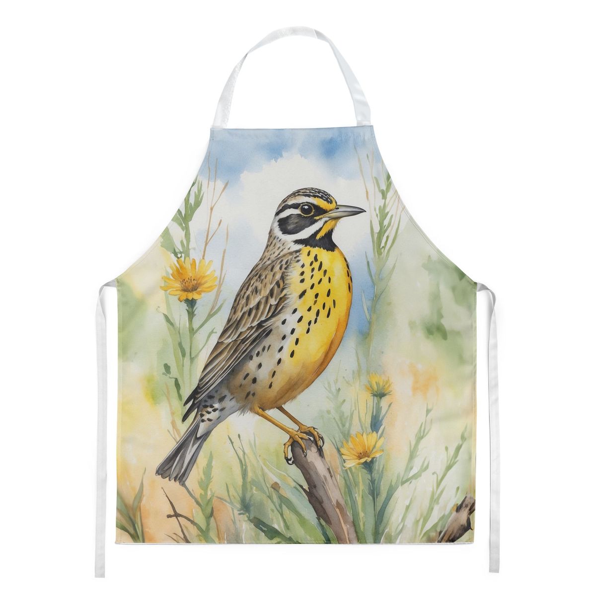 North Dakota Western Meadowlark Apron Cooking Kitchen Server Baking Crafts Gardening For Adult Women Men, Unisex, Large, Multicolor_maomaolike.com