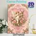 Cupid Themed Painting Poster, Vintage Romantic Floral Poster, Delicate Cupid With Bow Set In Ornate Heart Frame With Pink Roses, Elegant Romantic_maomaolike.com